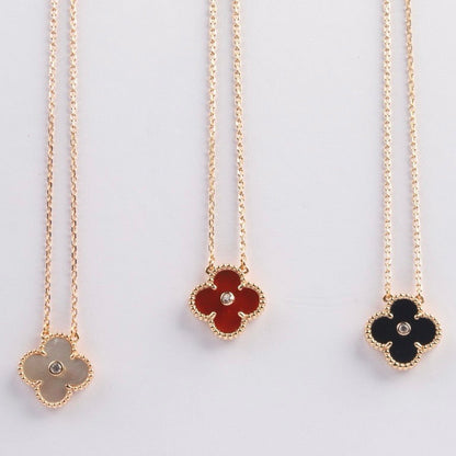 [Kismet Jewels ]CLOVER 15MM DIAMOND CARNELIAN NECKLACE