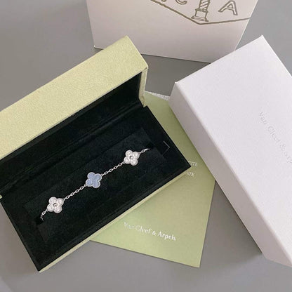 [Kismet Jewels ]CLOVER  5 MOTIF DIAMOND PURPLE CHALCEDONY BRACELET SILVER