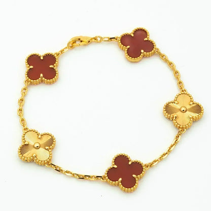 [Kismet Jewels ]CLOVER  5 MOTIFS CARNELIAN GOLD BRACELET