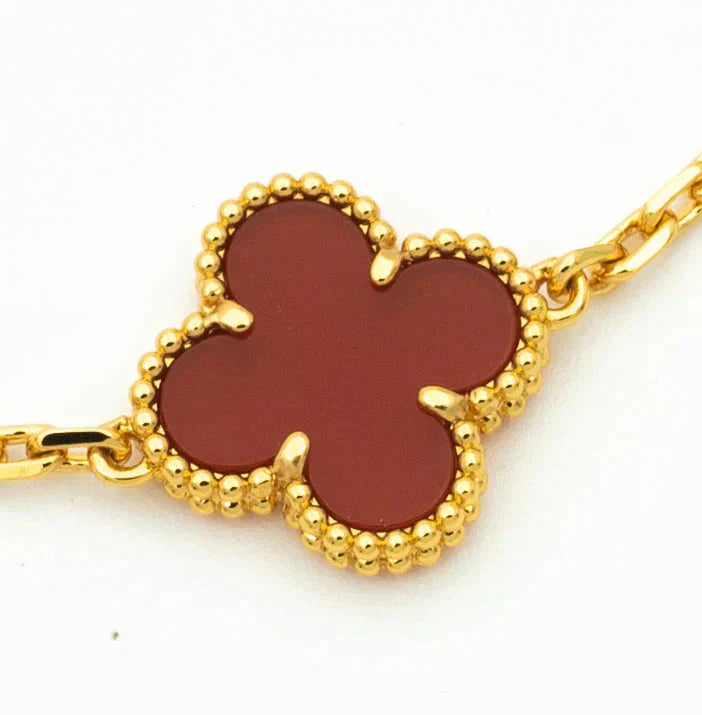 [Kismet Jewels ]CLOVER 5 MOTIFS CARNELIAN DIAMOND BRACELET