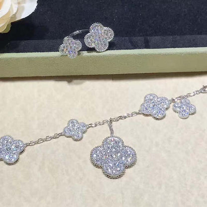 [Kismet Jewels ]CLOVER 6 MOTIFS SILVER DIAMOND BRACELET
