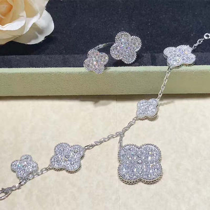 [Kismet Jewels ]CLOVER 6 MOTIFS SILVER DIAMOND BRACELET