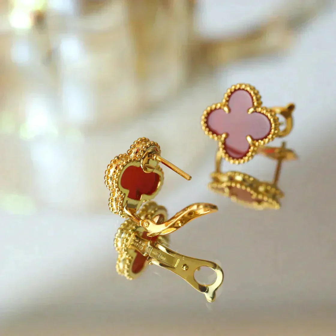 [Kismet Jewels ]CLOVER MEDIUM 1 MOTIFS CARNELIAN  EARRINGS