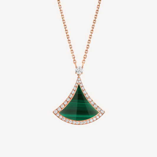 [Kismet Jewels ]DREAM MALACHITE DIAMOND PAVED PINK GOLD NECKLACE