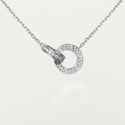 [Kismet Jewels ]LOVE 7.6MM NECKLACE ROSE GOLD AND SILVER  FULL DIAMOND