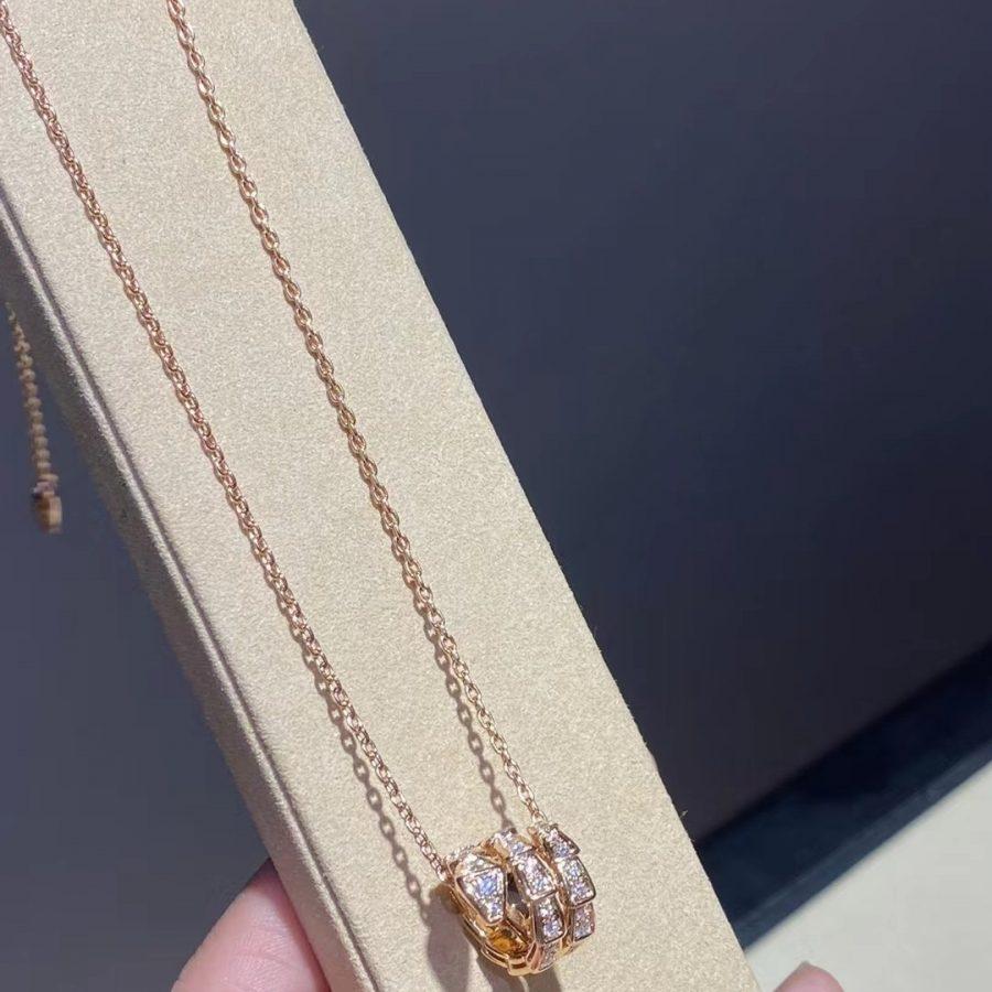 [Kismet Jewels ]SERPENTI PINK GOLD NECKLACE DOUBLE RING DIAMOND