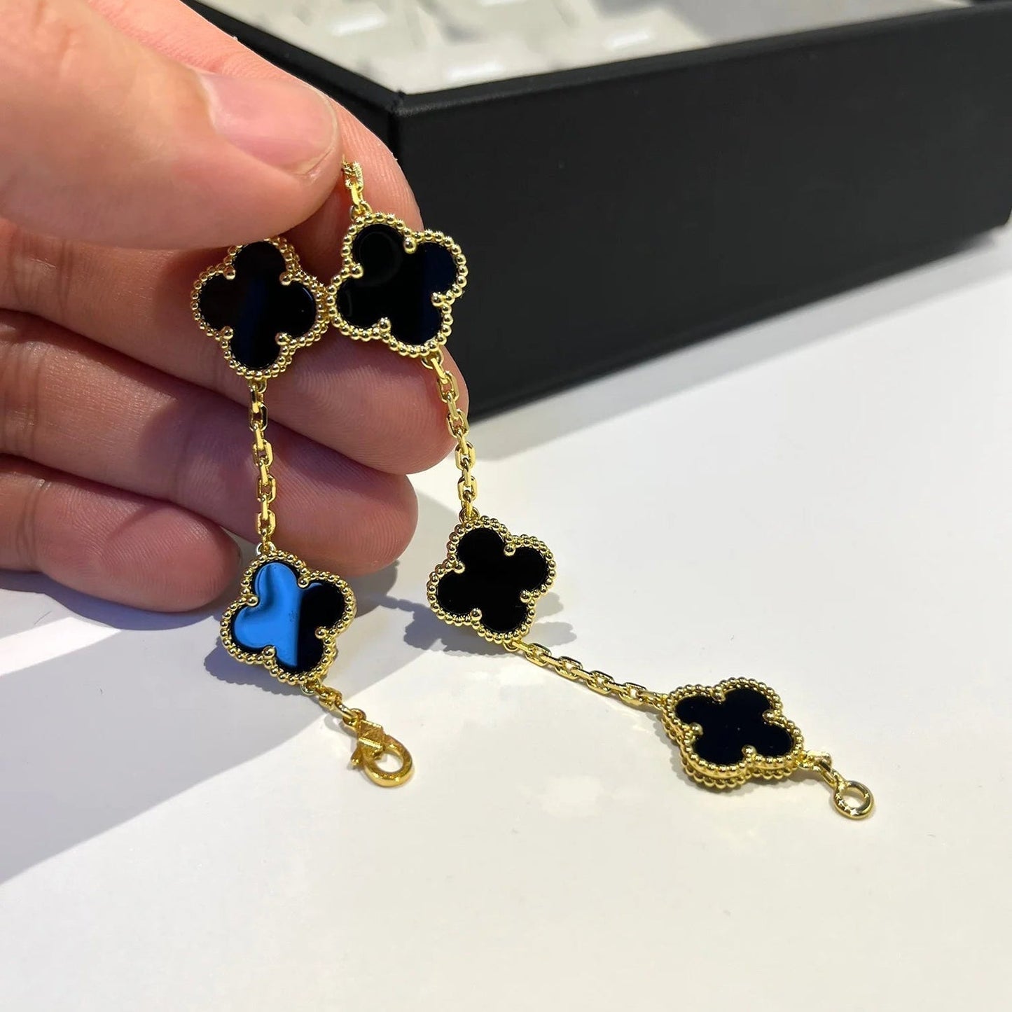 [Kismet Jewels ]CLOVER  5 MOTIFS BLACK ONYX BRACELET