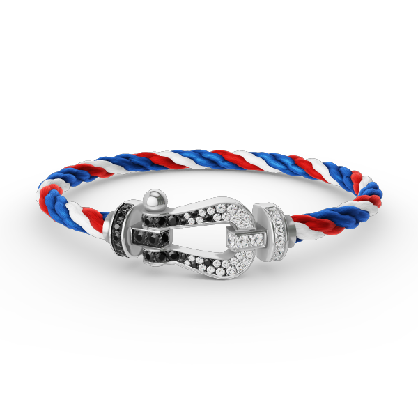 [Kismet Jewels ]FORCE LARGE HORSESHOE BLACK WHITE DIAMOND BRACELET SILVER