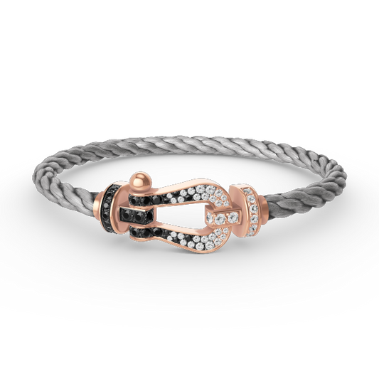 [Kismet Jewels ]FORCE LARGE HORSESHOE BLACK WHITE DIAMOND BRACELET ROSE GOLD