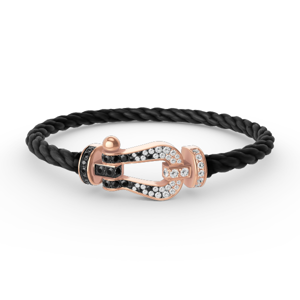 [Kismet Jewels ]FORCE LARGE HORSESHOE BLACK WHITE DIAMOND BRACELET ROSE GOLD
