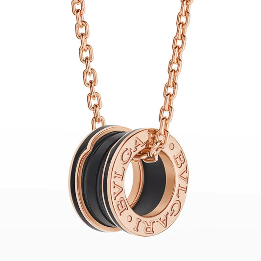 [Kismet Jewels ]ZERO 1 BLACK CERAMIC PINK GOLD NECKLACE