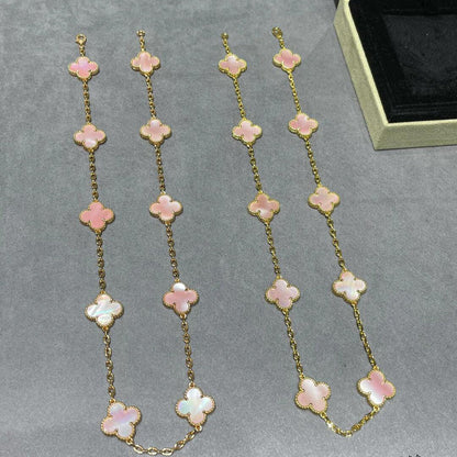 [Kismet Jewels ]CLOVER 10 MOTIFS PINK MOP NECKLACE