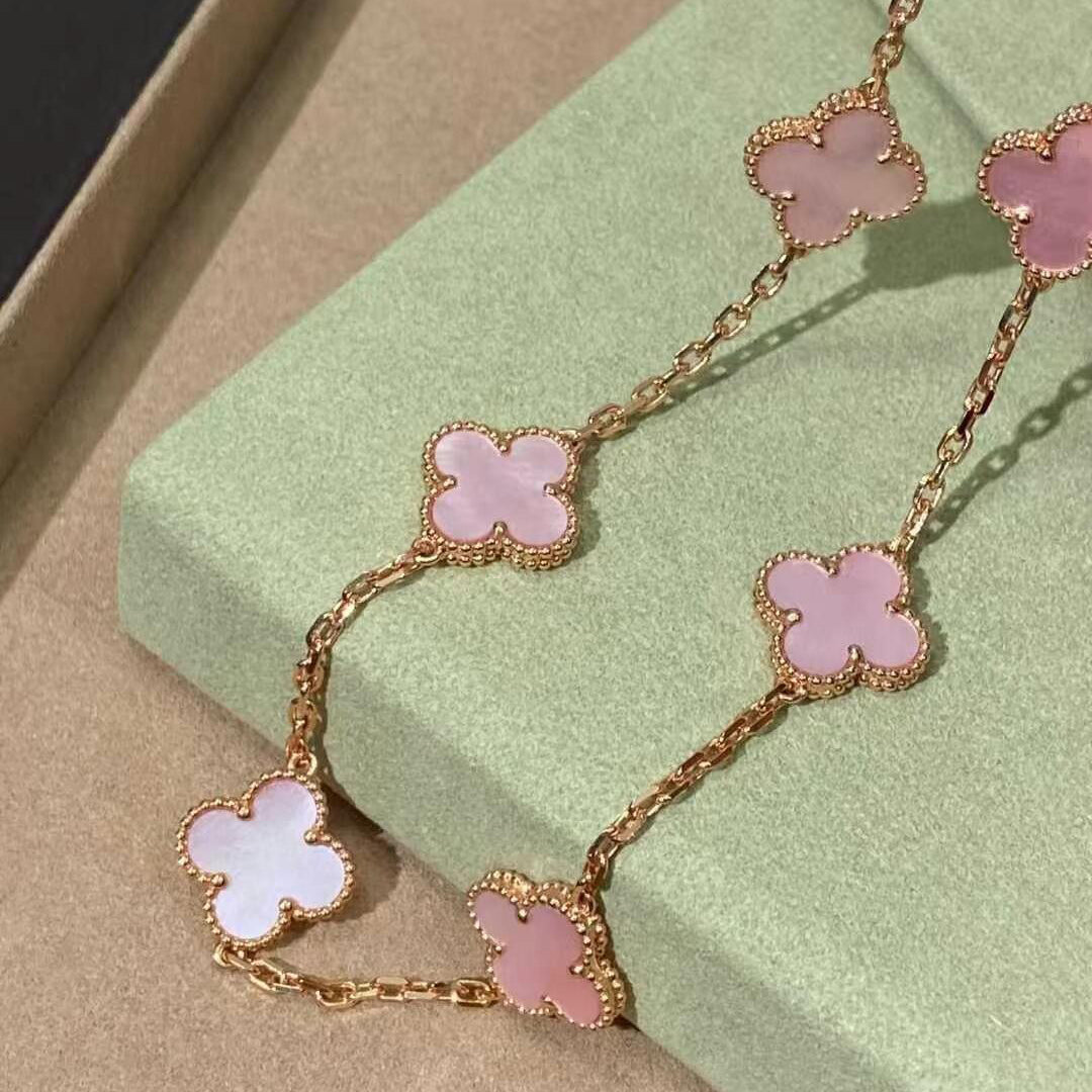 [Kismet Jewels ]CLOVER 10 MOTIFS PINK MOP NECKLACE