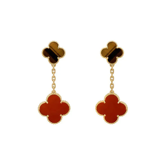 [Kismet Jewels ]CLOVER  2 MOTIF  TIGER EYE CARNELIAN EARRINGS