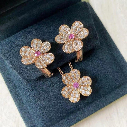 [Kismet Jewels ]FRIVOLE PINK GOLD FLOWER DIAMOND EARRINGS