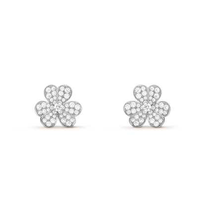 [Kismet Jewels ]FRIVOLE SILVER FLOWER DIAMOND EARRINGS