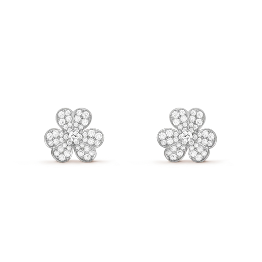 [Kismet Jewels ]FRIVOLE SILVER FLOWER DIAMOND EARRINGS