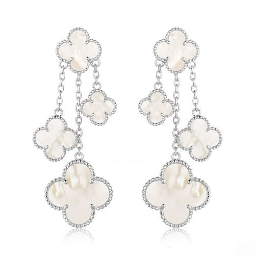 [Kismet Jewels ]CLOVER EARRINGS WHITE MOP 4 MOTIFS SILVER