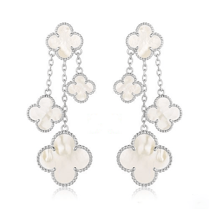 [Kismet Jewels ]CLOVER EARRINGS WHITE MOP 4 MOTIFS SILVER