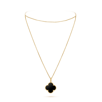 [Kismet Jewels ]CLOVER 25MM GOLD ONYX BIG CLOVER NECKLACE