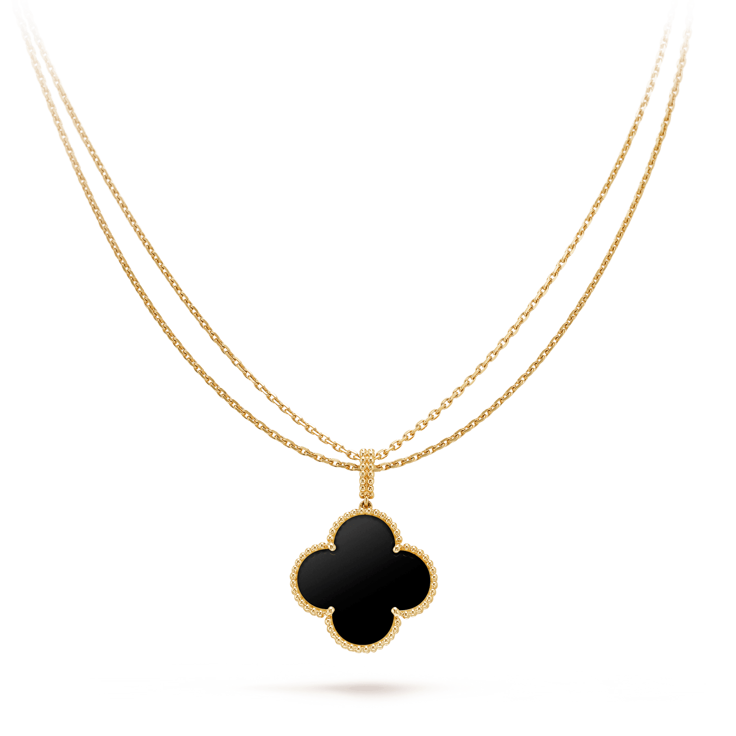 [Kismet Jewels ]CLOVER 25MM GOLD ONYX BIG CLOVER NECKLACE