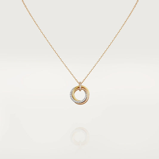 [Kismet Jewels ]TRINITY NECKLACE SILVER GOLD PINK GOLD DIAMONDS