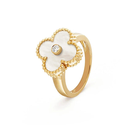 [Kismet Jewels ]CLOVER PINK MOP RING GOLD DIAMOND
